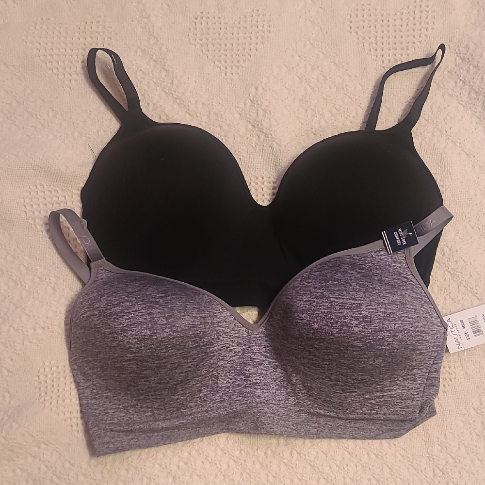 Nautica Black and Gray Bra Set